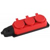 K-3e-RED-IP44 Колодка ЭРА K-3e-RED-IP44 каучуковая с заземлением 3 розетки 16A IP44 красная