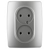12-2107-03 Розетка ЭРА Серия 12 12-2107-03 двойная без заземления 2X2P 16A-250В IP20 алюм