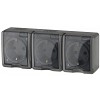 11-2406-03 Розетка ЭРА Эксперт 11-2406-03 тройная 3х2P+E IP54 шторки 16A-250В ОУ серый