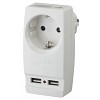SP-1e-USB-W Разветвитель электрический ЭРА SP-1e-USB-W на 1 розетку + 2 USB с заземлением 16А белый
