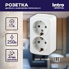 3-204-01 Розетка Intro Polo 3-204-01 2х2P+E Schuko 16А-250В IP20 ОУ белый