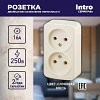 3-203-02 Розетка Intro Polo 3-203-02 2х2P 16А-250В IP20 ОУ слоновая кость