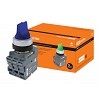 Переключатель на 2 положения с фиксацией M2SS1-21L короткая ручка(LED) d22мм/220B 1з+1р синий TDM