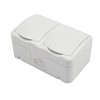 Блок горизонтальный 2 розетки IP54 с/з, о/у, белый мини KRANZ