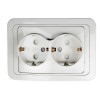 Розетка двойная с заземлением со шторкой CLASSICO белая 2128x IN HOME