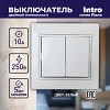1-104-01 Выключатель Intro Plano 1-104-01 двухклавишный, 10А-250В, IP20, СУ, белый