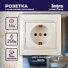 1-202-02 Розетка Intro Plano 1-202-02 с заземлением 2P+E Schuko 16А-250В IP20 СУ слоновая