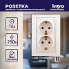 1-205-02 Розетка Intro Plano 1-205-02 с заземлением двойная 2X2P+E Schuko 16А-250В IP20 С