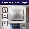1-104-03 Выключатель Intro Plano 1-104-03 двухклавишный, 10А-250В, IP20, СУ, Plano, алюми