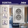 1-204-03 Розетка Intro Plano 1-204-03 без заземления двойная 2х2P 16А-250В IP20 СУ алюмин