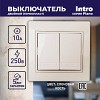 1-104-02 Выключатель Intro Plano 1-104-02 двухклавишный, 10А-250В, IP20, СУ, слоновая кос