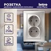 1-205-03 Розетка Intro Plano 1-205-03 с заземлением двойная 2X2P+E Schuko 16А-250В IP20 С