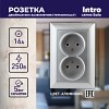4-204-03 Розетка Intro Solo 4-204-03 без заземления двойная 2х2P 16А-250В IP20 СУ алюмини