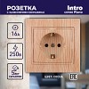 1-202-11  Розетка Intro Plano 1-202-11 с заземлением 2P+E Schuko 16А-250В IP20 СУ сосна
