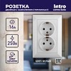 4-205-01  Розетка Intro Solo 4-205-01 с заземлением двойная 2X2P+E Schuko 16А-250В IP20 СУ