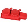 Volsten Sb1-M2Z Red Колодка штепс. с защит. крышкой каучук. 2-х местн. красн. с/з IP44 (РП 16-232)