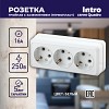 2-206-01 Розетка Intro Quadro 2-206-01 с заземлением тройная 3х2P+E 16А-250В IP20 ОУ белый