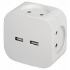 SP-4-USB-W  Разветвитель электрический ЭРА SP-4-USB-W на 4 розетки + 2xUSB 2400mA без заземления 10А белый