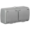 AQUATIC Розетка 2-местная с заземлением и крышкой для открытой установки 16А IP54 РСш22-2-