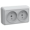 OKTAVA Розетка 2-местная без заземления с защитными шторками для открытой установки 10А РС