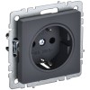 BRITE Розетка 1-местная с заземлением с защитными шторками 16А РС14-1-0-БрГ графит IEK