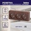 2-205-10 Розетка Intro Quadro 2-205-10 без заземления тройная 3х2P 16А-250В IP20 ОУ венге