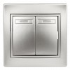 1-107-03 Переключатель Intro Plano 1-107-03 двухклавишный, 10А-250В, IP20, СУ, алюминий