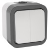 TORS Выключатель двухклавишный 10А IP55 TS205 серо-белый IEK