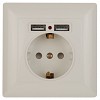 4-410-02 Розетка Intro Solo 4-410-02 с заземлением P+E Schuko со шторками 16А-250В + 2хUS