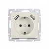 Розетка с заземлением и 2-мя USB 16А бежевая "Нептун" (SBE-05i-16-S1-USB)