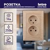 4-204-11 Розетка Intro Solo 4-204-11 без заземления двойная 2х2P 16А-250В IP20 СУ сосна