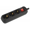 KX-3es-B Колодка ЭРА KX-3es-B 3 розетки с заземлением с выключателем черная