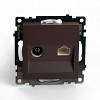 Розетка TV + компьютерная RJ-45 (механизм), серия Катрин, шоколад, GLS00-7106-04