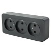 Розетка 3-местная б/з открытой установки, 250В, 10А, IP20, серия София, черный матовый, MS
