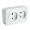 Розетка 2-местная б/з открытой установки, 250В, 10А, IP20, серия София, серебро, MST10-12-