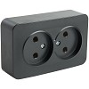 Розетка 2-местная б/з открытой установки, 250В, 10А, IP20, серия София, черный, MST10-12-0