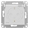 Розетка ATLASDESIGN AQUA с заземлением со шторками с крышкой 16А IP44 механизм белый Systeme (Schneider) (ATN440146)