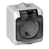 ЭТЮД Розетка наружная с заземлением со шторками IP44 серая Systeme (Schneider) (PA16-044C)