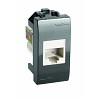 BRAVA Розетка компьютерная RJ45 (разъем PcNet) 1 модуль категория 5е черная DKC (77654N)