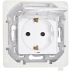 Розетка 2К+З IP 44 с откидной крышкой и шторками немецкий стандарт 16 А 250 В INSPIRIA белая LEGRAND (673740)