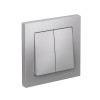 Выключатель двухклавишный ATLASDESIGN схема 5 10АХ в сборе алюминий Systeme (Schneider) (A