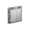Выключатель двухклавишный ATLASDESIGN с подсветкой схема 5а 10АХ механизм алюминий Systeme