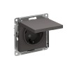 ATLASDESIGN РОЗЕТКА с заземл. со шторками с крышкой, 16А, IP20, механизм, БАЗАЛЬТ Systeme