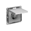 Розетка ATLASDESIGN с заземлением со шторками с крышкой 16А IP20 механизм алюминий Systeme