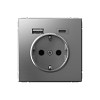 ARTGALLERY розетка 16А с 2 USB A+C, 5В/2,4А/3,0А, 2х5В/1,5А, механизм, сталь Systeme (Schn