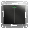 GLOSSA Выключатель двухклавишный с подсветкой схема 5а антрацит в рамку Systeme (Schneider