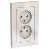 Розетка ATLASDESIGN двойная без заземления 16А в сборе жемчуг Systeme (Schneider) (ATN0004