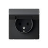 ARTGALLERY розетка с заземл. со шторк. с крышкой, 16А, IP20, механизм, карбон Systeme (Sch