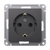 ATLASDESIGN РОЗЕТКА с заземлением со шторками, 16А, механизм, БАЗАЛЬТ Systeme (Schneider)