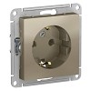 Розетка ATLASDESIGN с заземлением 16А механизм шампань Systeme (Schneider) (ATN000543)